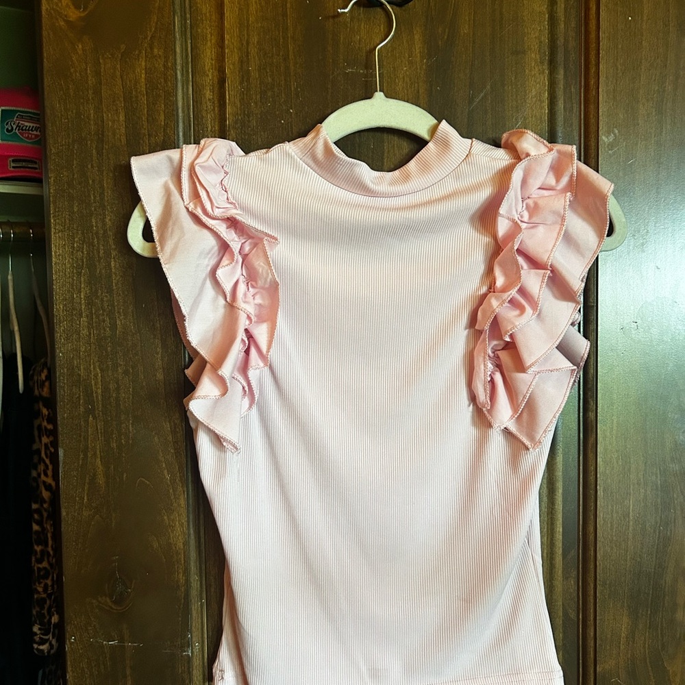 Pink Ruffle Sleeve Top